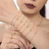 Oumeika Titanium Steel Jewelry Set: 26 Zircon-Inlaid Letters, PVD Gold-Plated Necklace, Bracelet, Earrings, and Ring.