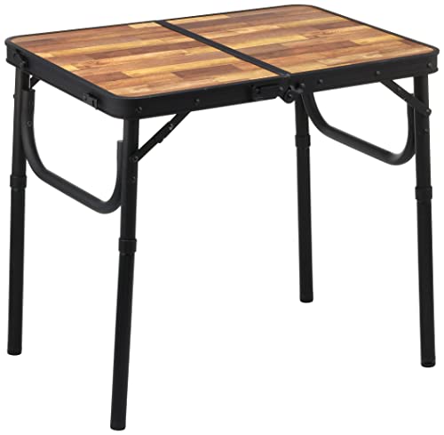 BUNDOK Aluminum Folding Table, SS Wood Grain, BD-147WB, Foldable, Tabletop Approx. 60.5 x 45cm, Two Height Adjustments