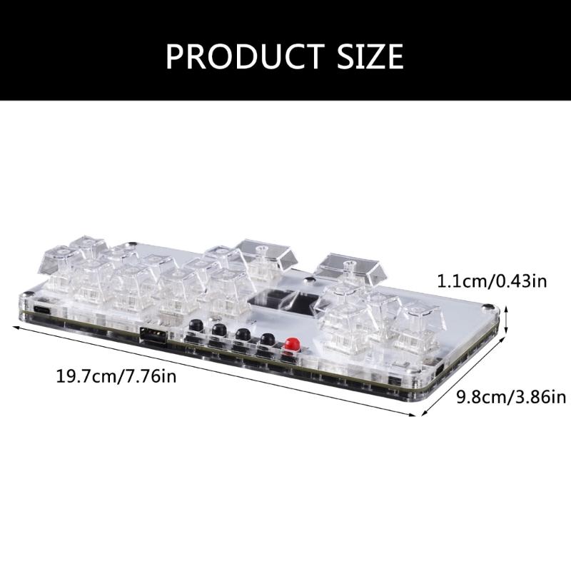 16Keys Gaming Keypad All Button Leverless Controller Arcade Stick for PC with Light Display