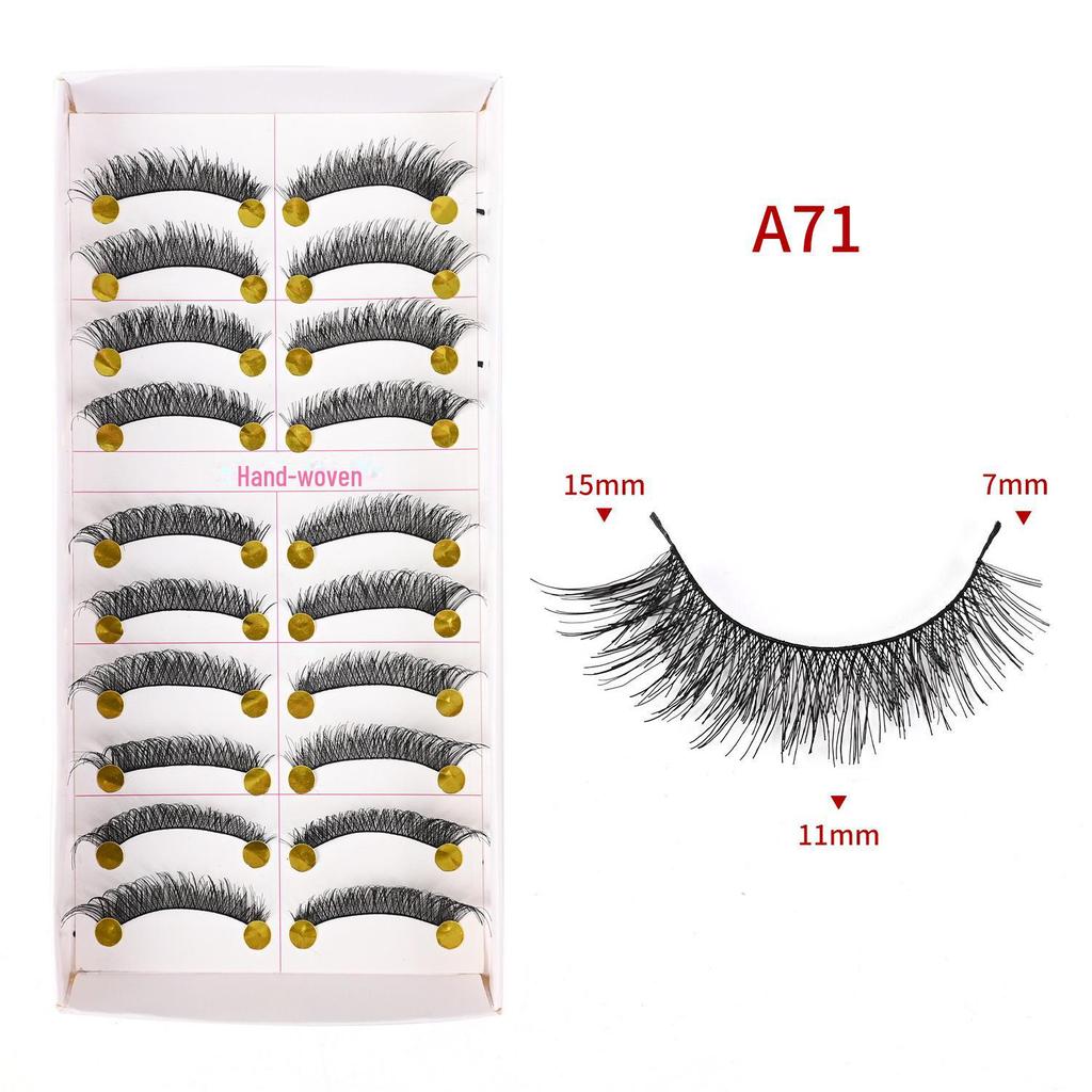 217 handgefertigte falsche Wimpern – 10 Paar im natürlichen Stil, gekreuzter Baumwollstiel für Bühnen-Make-up