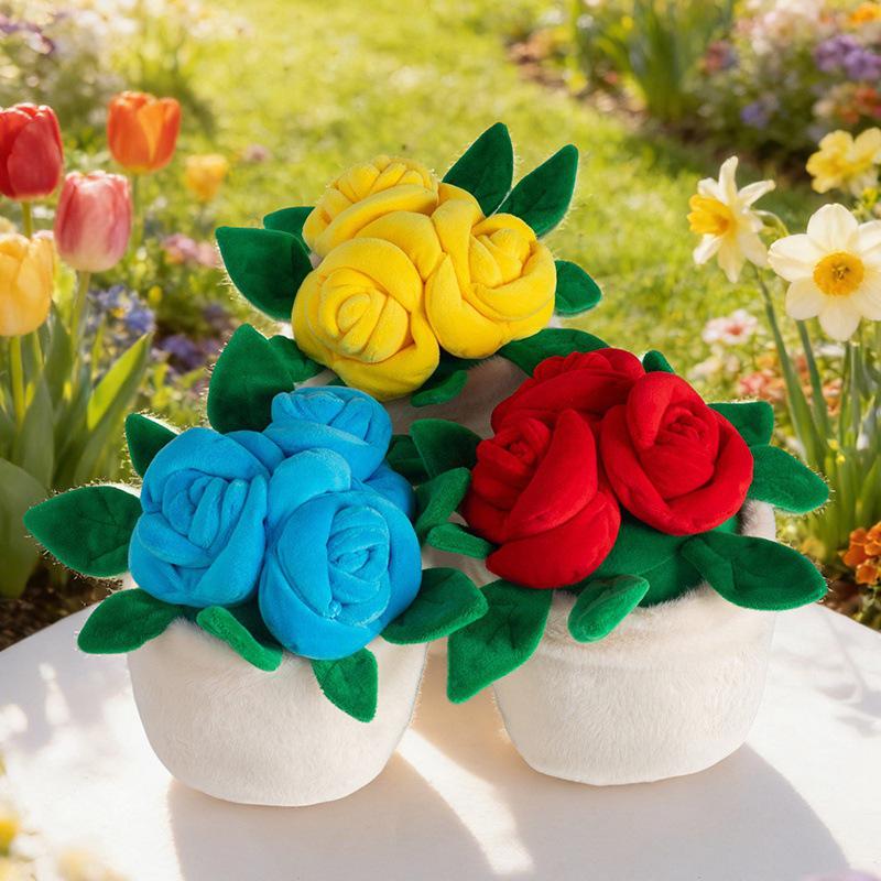 Cartoon Rose Plush Toy Couple Desktop Ornament - Valentine's Day Gift
