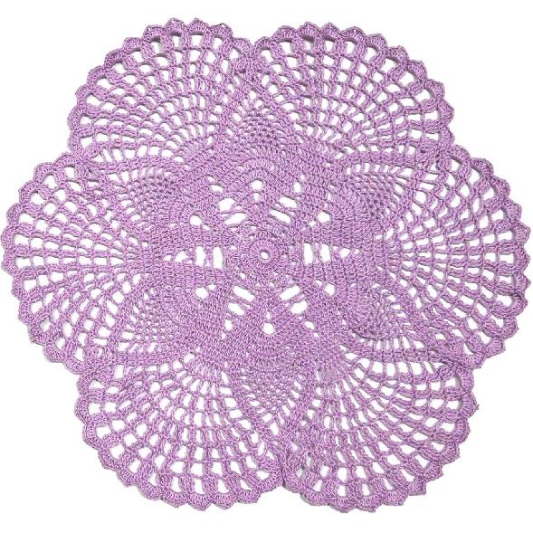 Handmade Crochet Lace Doily 15.5 Inches To 17.5 Inches Round 6 Petals Flower Placemats Coasters Vintage Doilies Vase Cup Mats (1, Light Blue)