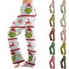 Pantaloni calzi din flanelă pentru femei cu imprimeu de Crăciun - Pantaloni confortabili casual pentru somn