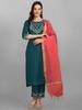 Indisk Dame Designer Kurta Bukse Dupatta Sett Selskapsantrekk Topp Tunika Salwar Suit Kurti Kjole