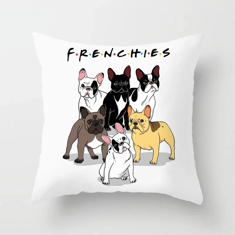 French Bulldog Cushion Cover Sofa Dogs Pillow Cover for Home Decoration Sofa Chair Cars Decorative Pillows Pillowcase X