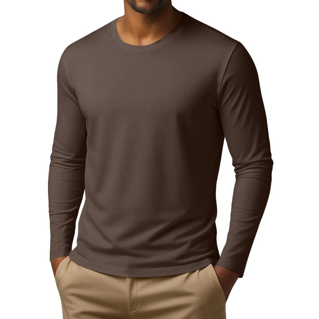 Men Long Sleeve Crew Neck T Shirt Classic Fit Lightweight Casual Tee Soft Fabric for Everyday Wear