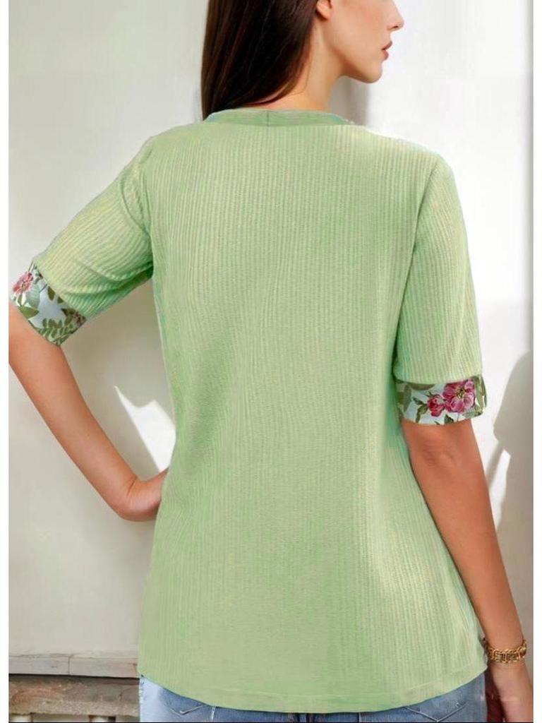 Summer 2024 European American Printed Two-piece Short-sleeved T-shirt for Women