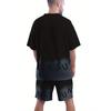 Fashionable new men's summer letter gradient print comfortable breathable round neck T-shirt shorts set outdoor casual clothing