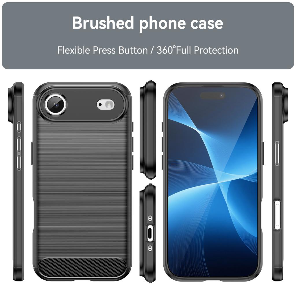 For iPhone 17 Air Case with Tempered Glass WANLONFENG LS Series Brushed Texture TPU Phone Cover