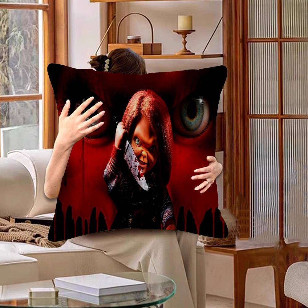 Horror Doll Chucky Cartoon Maple Design Cushion Cover Happy Autumn Harvest decor Holiday Decorati Pillow Cover