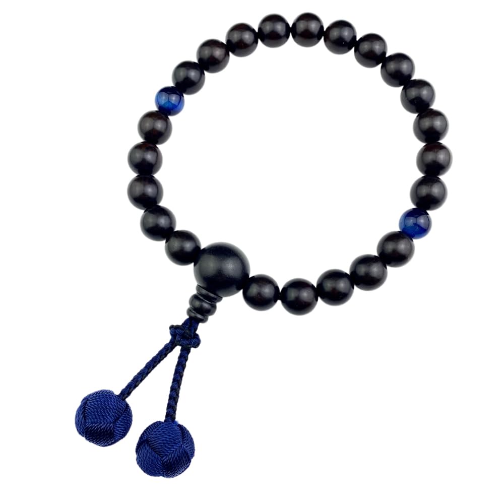 

[ПРЕКРАСНЫЙ ЛОТОС Myo Цветок Лотоса] Буддийские молитвенные бусы Мёренка для мужчин, 22 бусины, Эбеновое дерево, Камень Нитенно Натуральный камень, Двухцветная кисточка Брахмы,