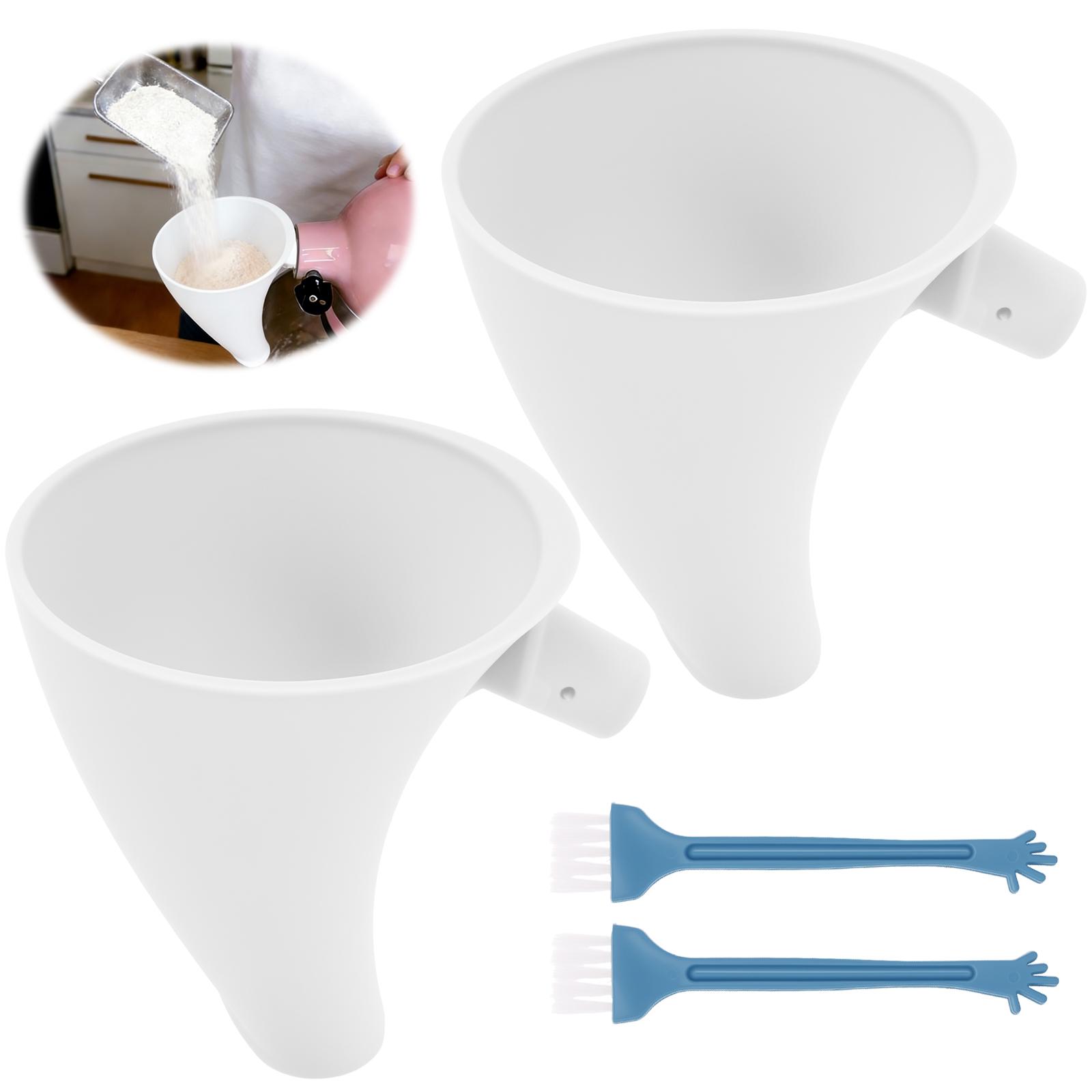 

2Pcs Stand Mixer Flour Funnel for Artisan Ksm150 5 Quart Mixer Plastic Flour Funnel Attachment with Cleaning Brush Baking белый
