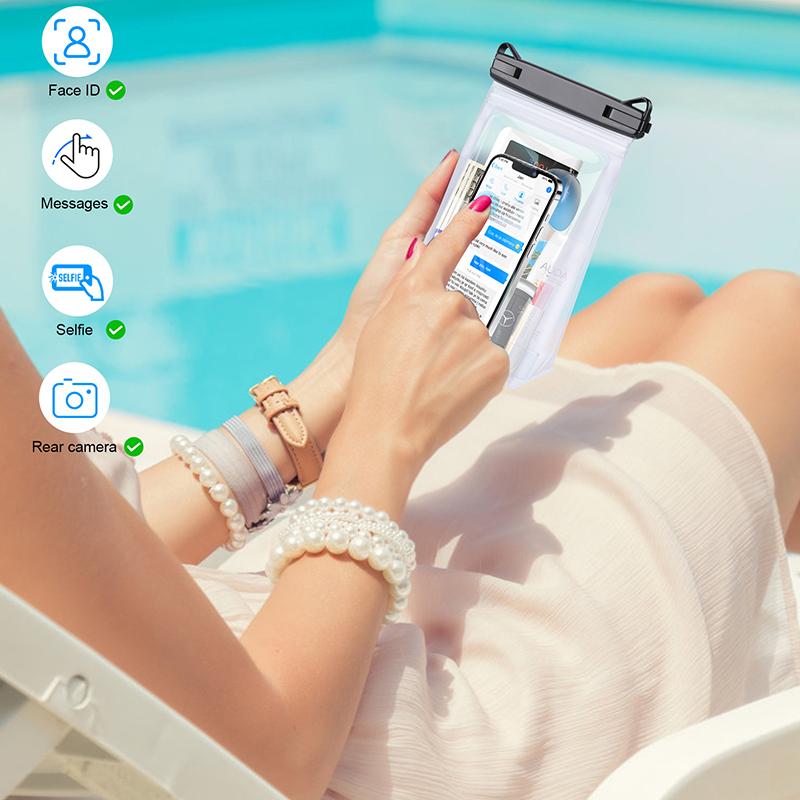 Large Swimming Waterproof Phone Pouch With Double Hooks Lanyard Crossbody Water Proof Storage Bag