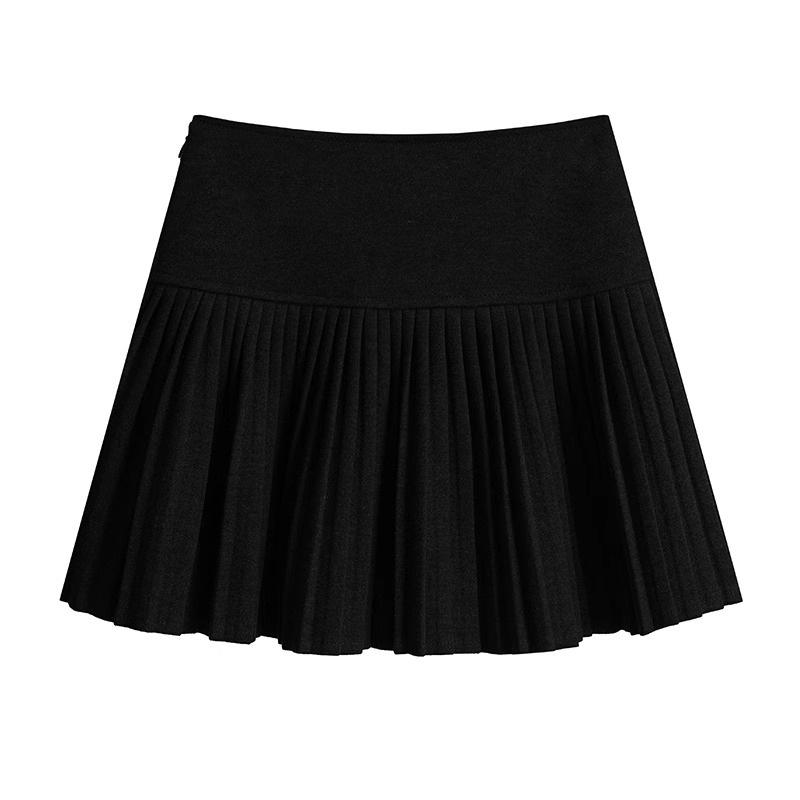 Harajuku Streetwear Pleated A-Line Wool Skirt - Versatile High Waist School Style
