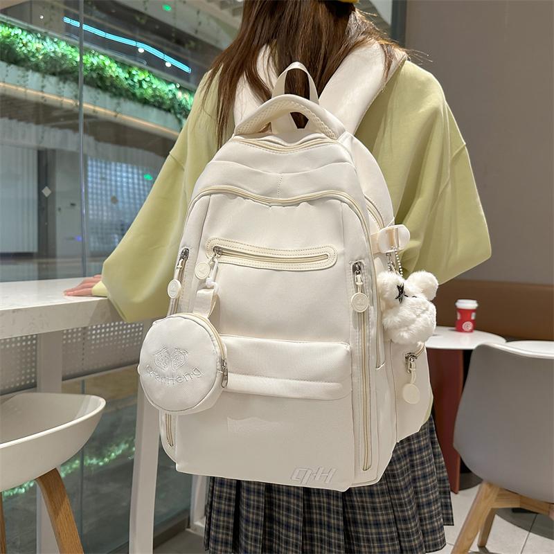 Women's Backpack Campus Large Capacity Backpack Student Schoolbag with Coin Purse
