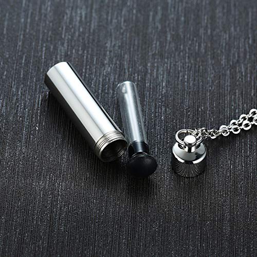 Rockyu Stainless Steel Memorial Necklace with Ashes, Matte Mirror Finish, Removable, Perfect for Keeping Ashes, Popular Commemorative Necklace, Column
