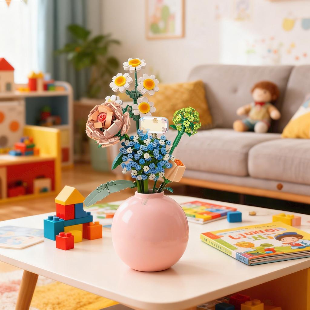 Building Block Flower Small ParticleChildren'S Assembly Diy Eternal Flower Girls' Creative Toy Gift