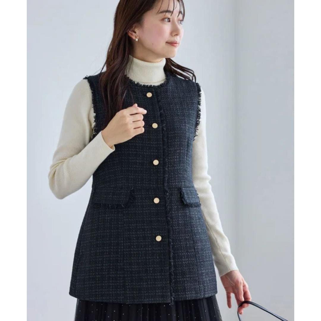 Rope Picnic Gold Button Tweed Gilet Vest