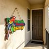 Willkommen im Paradies Schild Hawaiianischer Papagei Holzschild Hängend Sommer Hibiskus Tropisches Schild für Strand Poolparty Haustür Veranda Eingangsbereich Wanddekor