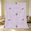 Soft Hemmed Flannel Blanket Skin-Friendly Floral Design, Cozy for Sofa, Festive Christmas & Halloween, Warm Home Living Decor