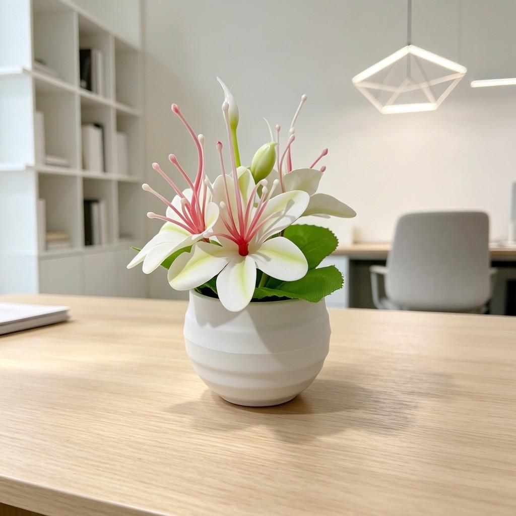 Mini Artificial Jasmine Bonsai Plant With Soft Plastic Leaves For Home Decor And Photography Props