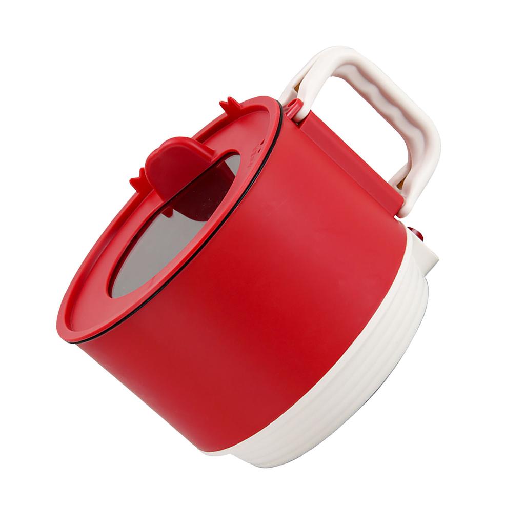 Electric Cooking Pot Quick Heating Mini Electric Cooker with Foldable Handle for Home Kitchen Red