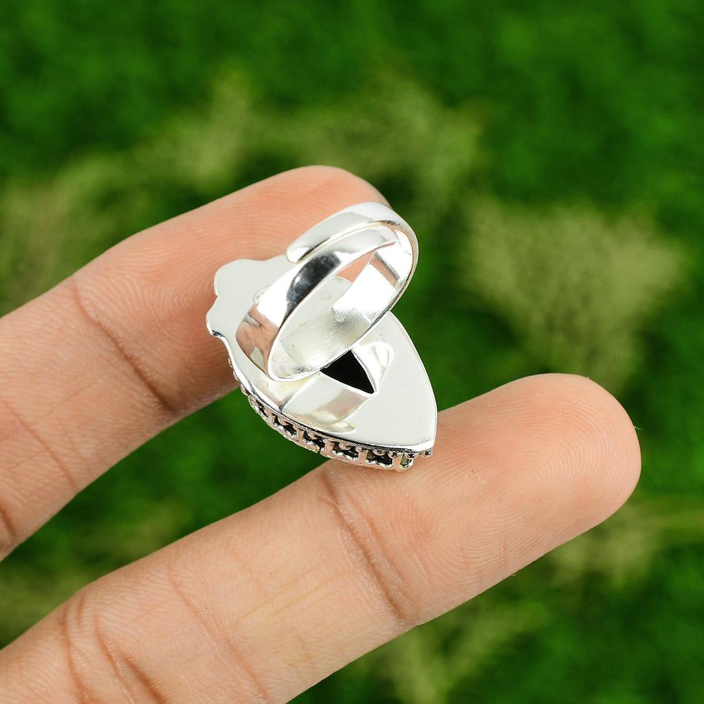 925 Silver Natural Nellite Promise Daughter Multi Stone Birthday Ring Jewelry