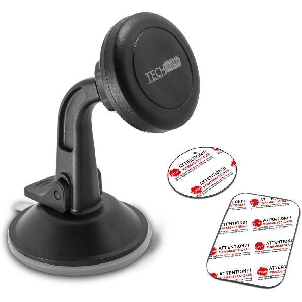 TechMatte Car Phone Mount Magnetic-Dashboard Mounted Car Phone Holder-Universal Smartphone Compatibility with Strong Magnetic Technology (Black),
