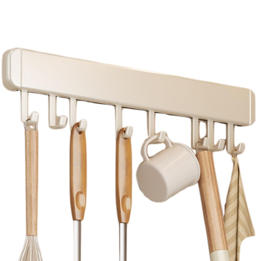 30/40/50cm Stainless Steel Non Perforated Kitchen Hook Rack With Movable Hooks For Spoon Shovel Utensil Organization