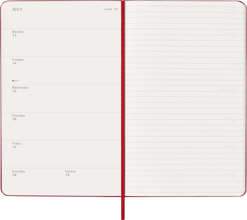 Moleskine 2026 January Weekly Large Size x Scarlet DHF212WN3Y26 Planner, Start, 12-Month Diary, (13cm 21cm), Hardcover, Red,