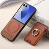 Magnetic Phone Case for Samsung Galaxy Z Flip 7 FE 6 5 4 3 5G 2 In 1 Detachable Wallet with Card Holder Ring PU Leather Cover