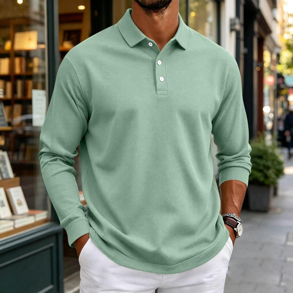Herren Langarmhemd Button-Down-Kragen Farbe Entspannte Passform Lässig