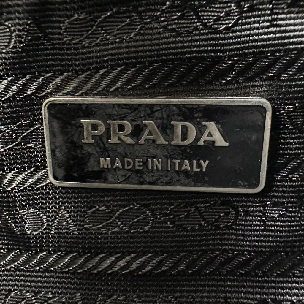 PRADA Triangle logo Shoulder Bag black unisex used