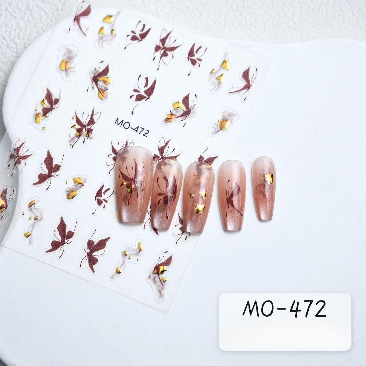 

Золотая фольга Бабочка Рельеф Китайский стиль Нейл-арт Жидкая бабочка Расписанный вручную Черный Матовый Тонкий Прочный Наклейка для ногтей Red