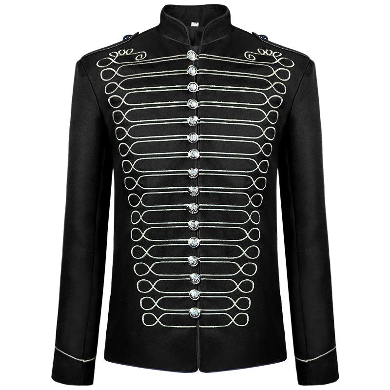 Men's Coat Jacket Gothic Embroidered Button Uniform Suit Outerwear Praty