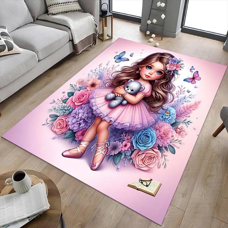 1PC Flower Butterfly Anti-slip carpet, suitable for Office, bedroomand playrooms. It can also be used as a sofa footrest cover-R26