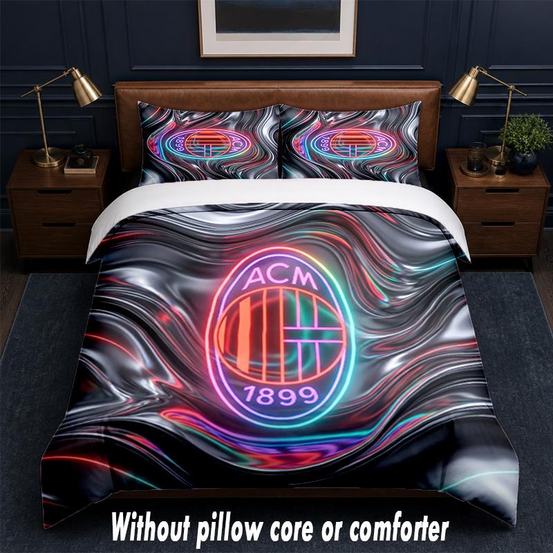 AC Milan Design Postel Sada povlečení 1 povlak na přikrývku + 2 povlaky na polštář Měkké prodyšné domácí lůžkoviny