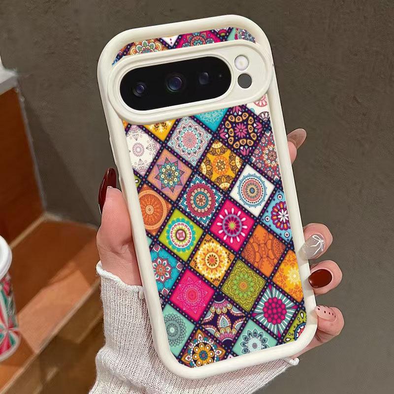 Blommigt Totem Pixel 8/8A/9Pro Stöttåligt Mjukt Skal