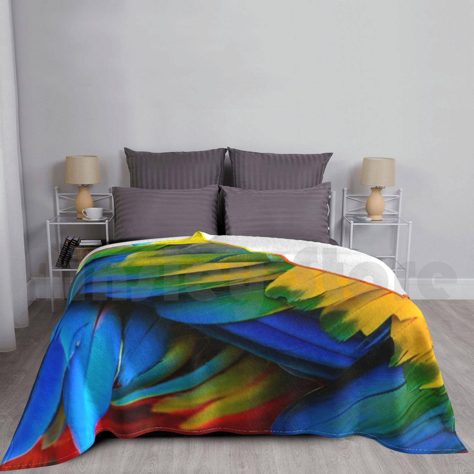 Colorful Parrot Blanket Fashion Custom Cockatiel Cockatoo Lineolated Parakeet Parrot Bird Birb Birds Green Cheek Size: 75*100cm, Weight: 230 GSM