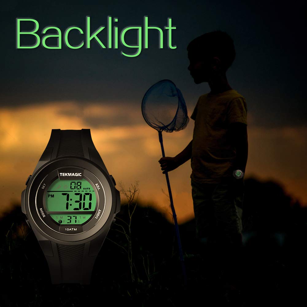 Boys' Watch for Swimming and Scuba Diving, 100m Underwater Stopwatch, Chronograph, Alarm, Dual Time Zone, 12/24 Hour Format