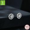 50 Points Shining Moissanite Stud Earrings, Creative Design Structural S925 Silver Belt Certificate Earrings
