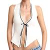 Verano Nueva Moda Sexy Chaleco de Punto Blanco con Tirantes Top Hueco para Mujer