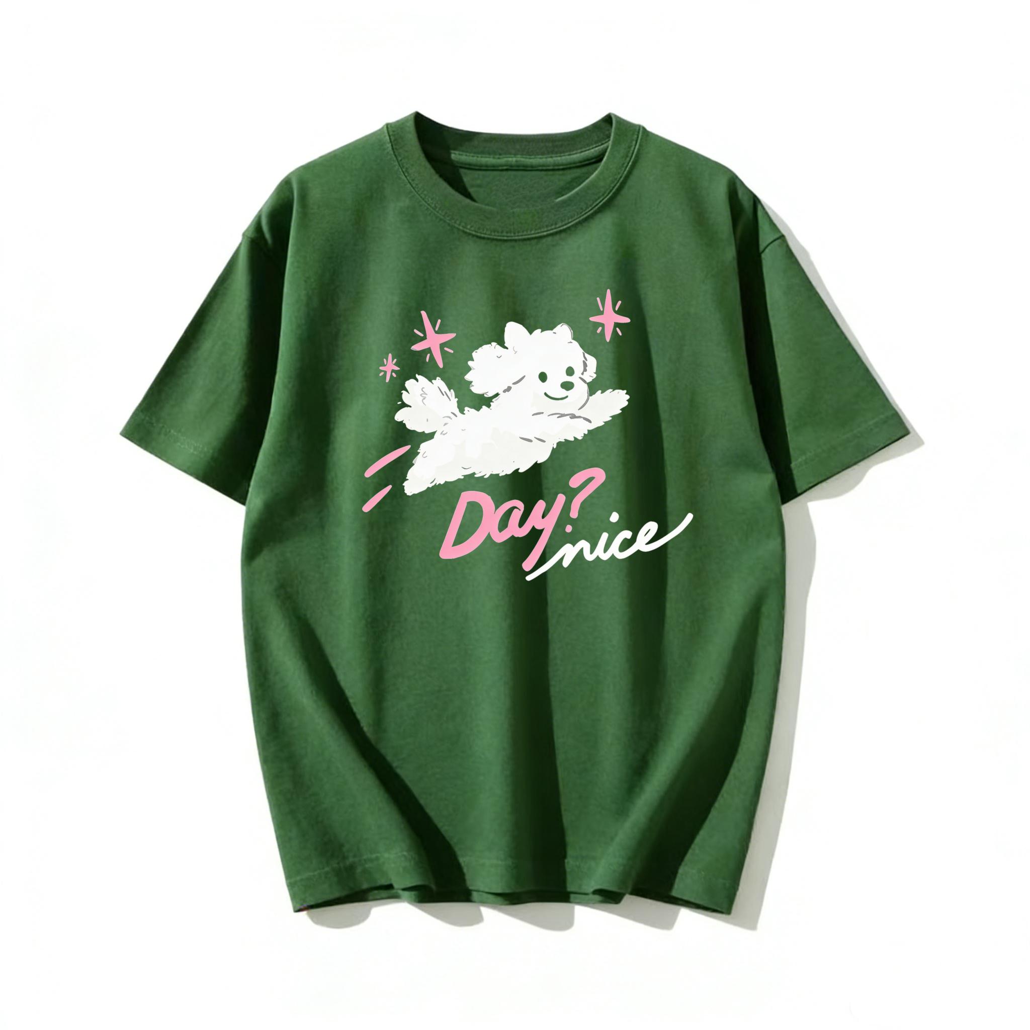 

Adult and Childrens Healing Cute Flying Puppy Dopamine Energy Pure Cotton TShirt Couple and ParentChild Style 4XL
