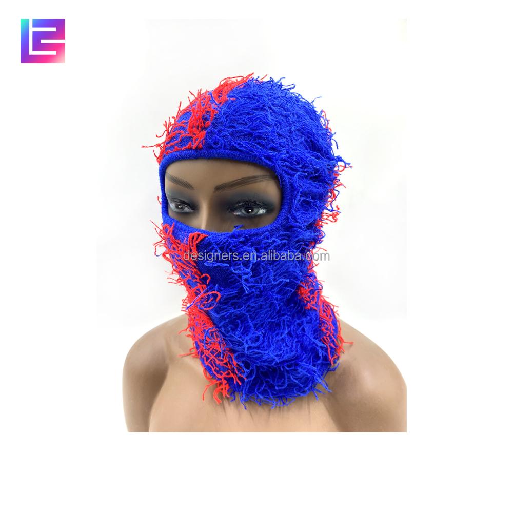 Gestrickte Sturmhaube Gesichtsstrick Ganzgesichtsmaske Abdeckung Ein Loch Designer Grasig Used Flauschig Sturmhaube Skimaske