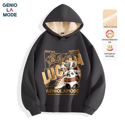 GENIOLAMODE Herren Schweres Fleecegefüttertes Kapuzensweatshirt