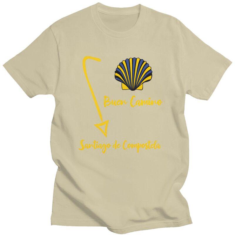 Custom Buen Camino De Santiago Tshirts for Men Short Sleeve Casual T Shirt El Camino Way Tshirt 100 Cotton Tees Gift