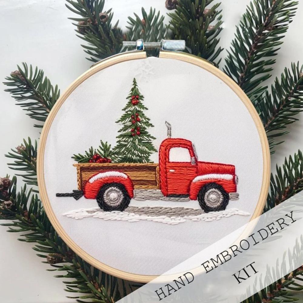 Craft Christmas Cross Stitch Kits With Embroidery Hoop Christmas Decoration  Embroidery Beginners