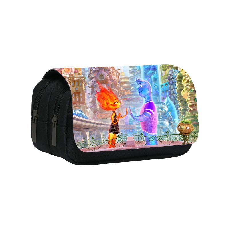 

Elemental Student Pencil Case Double Layer Cartoon Storage Bag For School Supplies красный