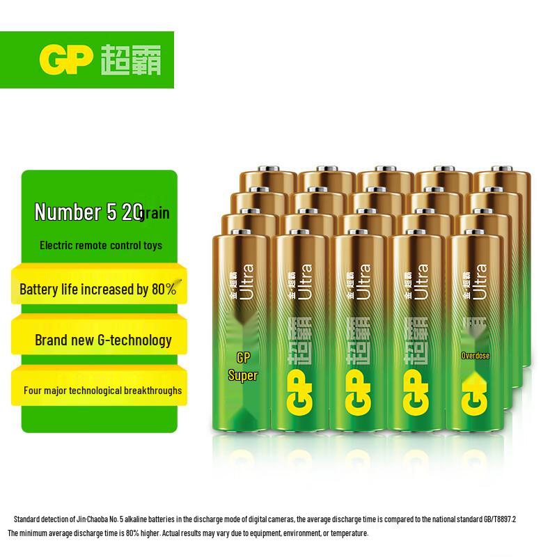 GP 1.5V Alkaline Batteries (20-Pack) CN plug (adapter included)