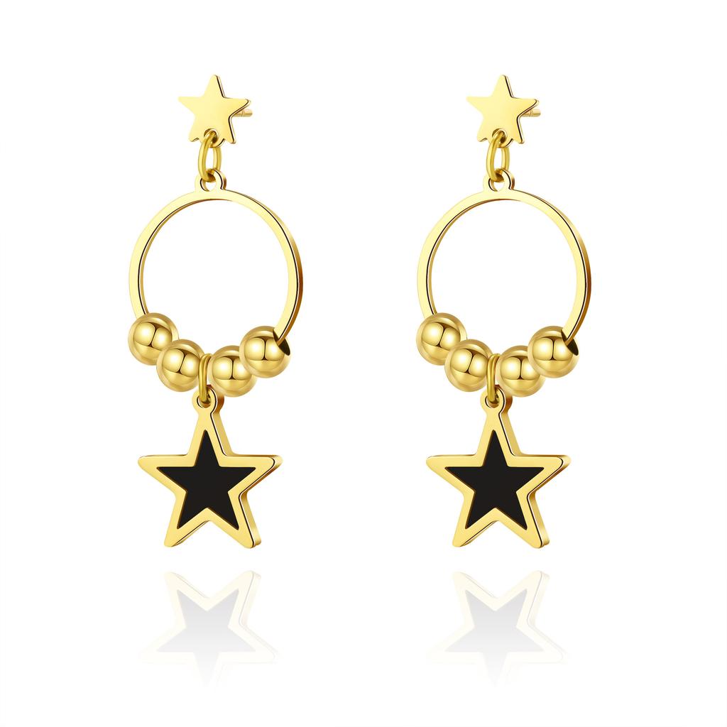 Cute Pentagram Pendant Earrings Women's Titanium Steel Does Not Fade Fashionable and Versatile Exquisite and Sweet Stainless Steel Stud Earrings